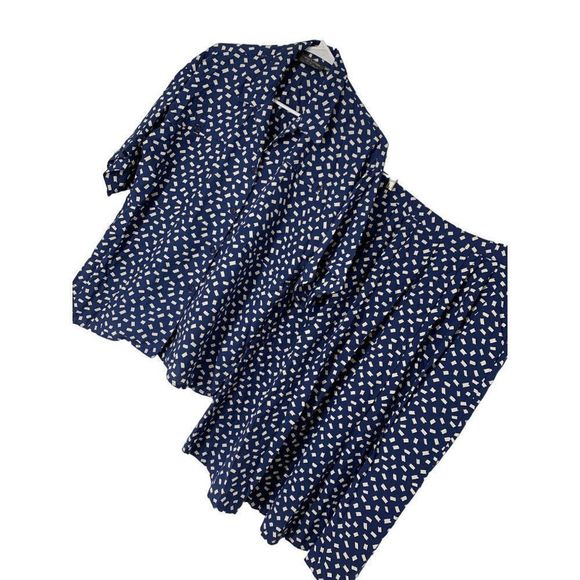 Women’s 80s Vintage Jimmy Garcia Skirt Set Medium Matching 5405 Blue Midi - Picture 11 of 11